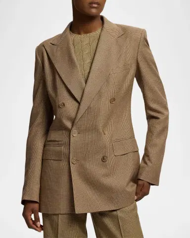 Ralph Lauren Collection Glen Plaid Silk Double-Breasted Blazer | Thumbnail 4 Ralph Lauren Collection Glen Plaid Silk Double-Breasted Blazer | Thumbnail 4