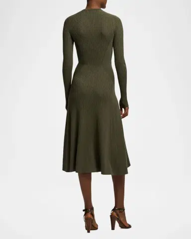 Ralph Lauren Collection Parson Rib-Knit Silk-Blend Day Dress | Thumbnail 3 Ralph Lauren Collection Parson Rib-Knit Silk-Blend Day Dress | Thumbnail 3