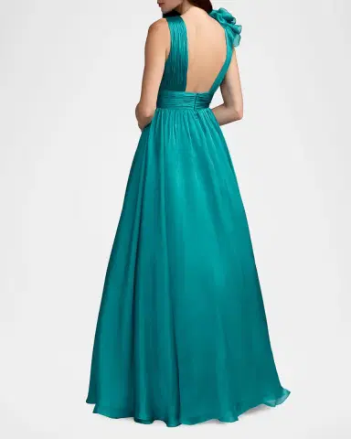 Mac Duggal Sleeveless Deep V-Neck Ruffle Gown | Thumbnail 3 Mac Duggal Sleeveless Deep V-Neck Ruffle Gown | Thumbnail 3