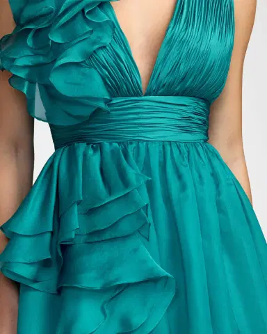 Mac Duggal Sleeveless Deep V-Neck Ruffle Gown | Thumbnail 7 Mac Duggal Sleeveless Deep V-Neck Ruffle Gown | Thumbnail 7