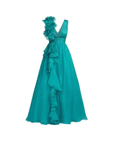 Mac Duggal Sleeveless Deep V-Neck Ruffle Gown | Thumbnail 1 Mac Duggal Sleeveless Deep V-Neck Ruffle Gown | Thumbnail 1