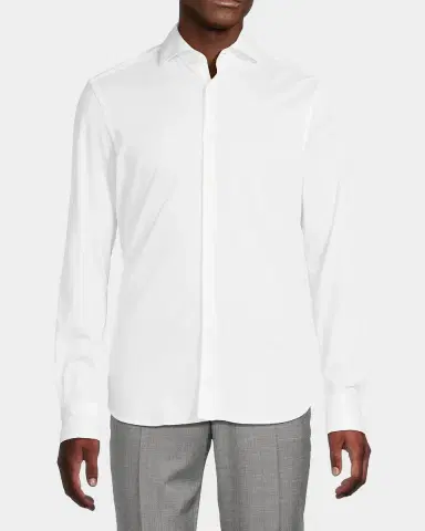 Canali Men's Cotton Jersey Sport Shirt | Thumbnail 4 Canali Men's Cotton Jersey Sport Shirt | Thumbnail 4