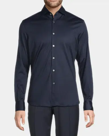 Canali Men's Cotton Jersey Sport Shirt | Thumbnail 4 Canali Men's Cotton Jersey Sport Shirt | Thumbnail 4