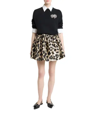 Givenchy Leopard-Print Satin Ruched Mini Skirt | Thumbnail 1 Givenchy Leopard-Print Satin Ruched Mini Skirt | Thumbnail 1