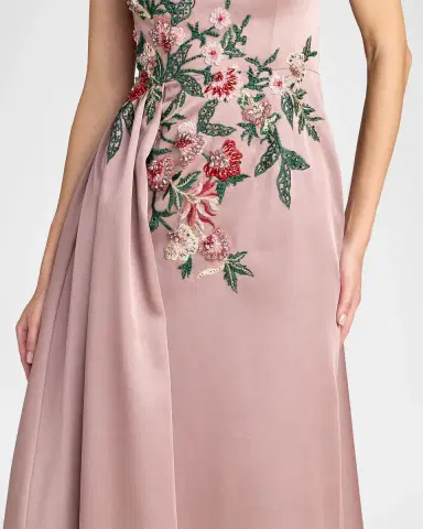 Mac Duggal Floral Beaded Satin Strapless Gown | Thumbnail 5 Mac Duggal Floral Beaded Satin Strapless Gown | Thumbnail 5