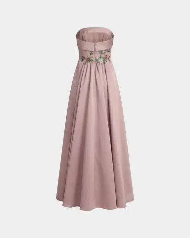 Mac Duggal Floral Beaded Satin Strapless Gown | Thumbnail 6 Mac Duggal Floral Beaded Satin Strapless Gown | Thumbnail 6