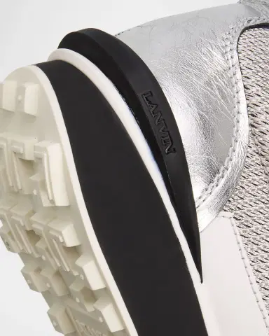 Lanvin Men's Bumpr Mesh and Metallic Leather Sneakers | Thumbnail 4 Lanvin Men's Bumpr Mesh and Metallic Leather Sneakers | Thumbnail 4