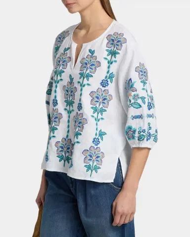 Johnny Was Floral-Embroidered Linen Blouse | Thumbnail 7 Johnny Was Floral-Embroidered Linen Blouse | Thumbnail 7