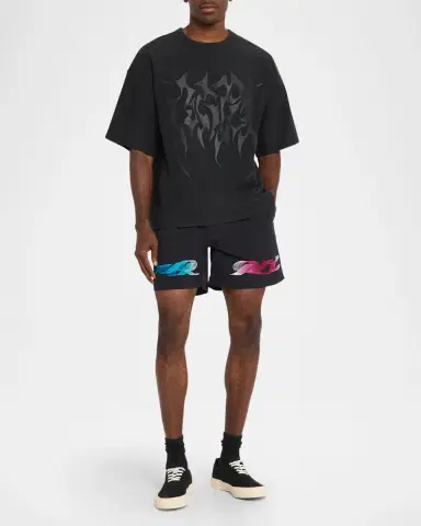PURPLE Men's Flame-Print Cotton Jersey T-Shirt | Thumbnail 2 PURPLE Men's Flame-Print Cotton Jersey T-Shirt | Thumbnail 2
