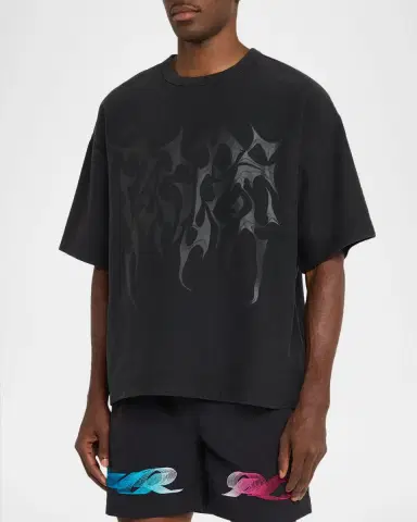 PURPLE Men's Flame-Print Cotton Jersey T-Shirt | Thumbnail 4 PURPLE Men's Flame-Print Cotton Jersey T-Shirt | Thumbnail 4