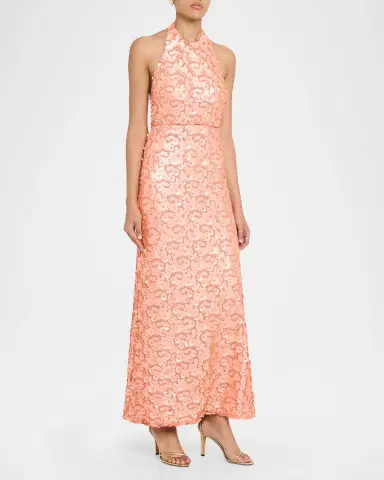 Ramy Brook Kinsley Floral Sequin Halter Gown | Thumbnail 4 Ramy Brook Kinsley Floral Sequin Halter Gown | Thumbnail 4