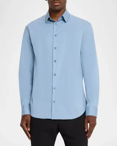 Giorgio Armani Men's Cotton-Blend Poplin Button-Front Shirt | Thumbnail 3 Giorgio Armani Men's Cotton-Blend Poplin Button-Front Shirt | Thumbnail 3