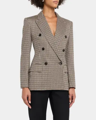 Max Mara Wool Houndstooth Double-Breasted Jacket | Thumbnail 3 Max Mara Wool Houndstooth Double-Breasted Jacket | Thumbnail 3