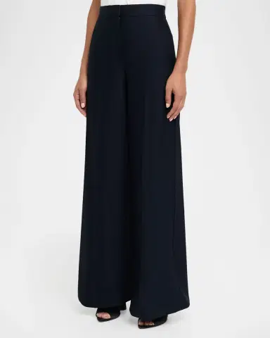 Max Mara High-Rise Wool Pique Jersey Wide-Leg Pants | Thumbnail 3 Max Mara High-Rise Wool Pique Jersey Wide-Leg Pants | Thumbnail 3