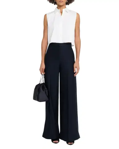 Max Mara High-Rise Wool Pique Jersey Wide-Leg Pants | Thumbnail 1 Max Mara High-Rise Wool Pique Jersey Wide-Leg Pants | Thumbnail 1