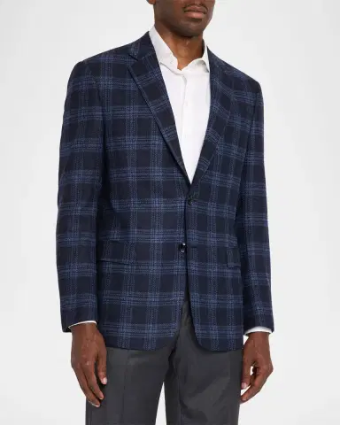 Giorgio Armani Men's Glen Plaid Single-Breasted Sport Coat | Thumbnail 3 Giorgio Armani Men's Glen Plaid Single-Breasted Sport Coat | Thumbnail 3