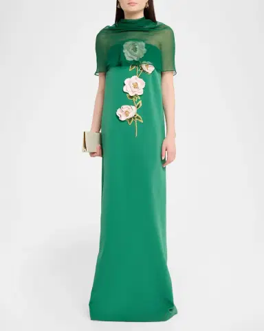 Lela Rose Peony Embroidered Strapless Crepe Gown | Thumbnail 2 Lela Rose Peony Embroidered Strapless Crepe Gown | Thumbnail 2