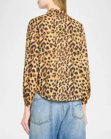 R13 Leopard-Print Cotton Ruffle Blouse | Thumbnail 3 R13 Leopard-Print Cotton Ruffle Blouse | Thumbnail 3