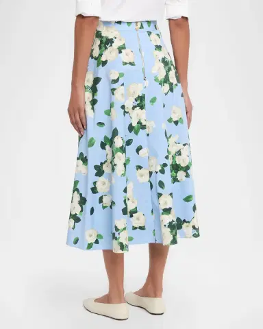 Carolina Herrera Cabana Floral Half Circle Cotton-Blend Midi-Skirt | Thumbnail 2 Carolina Herrera Cabana Floral Half Circle Cotton-Blend Midi-Skirt | Thumbnail 2