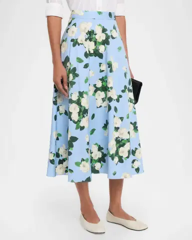 Carolina Herrera Cabana Floral Half Circle Cotton-Blend Midi-Skirt | Thumbnail 3 Carolina Herrera Cabana Floral Half Circle Cotton-Blend Midi-Skirt | Thumbnail 3