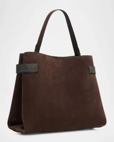 Brunello Cucinelli Monili-Trim Suede Top-Handle Bag | Thumbnail 4 Brunello Cucinelli Monili-Trim Suede Top-Handle Bag | Thumbnail 4