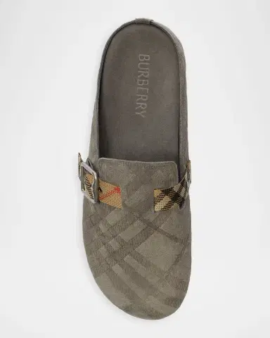 Burberry Men's Urchin Check Suede Clogs | Thumbnail 3 Burberry Men's Urchin Check Suede Clogs | Thumbnail 3