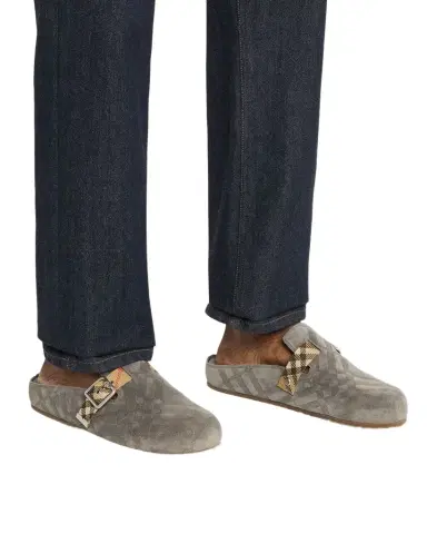 Burberry Men's Urchin Check Suede Clogs | Thumbnail 1 Burberry Men's Urchin Check Suede Clogs | Thumbnail 1
