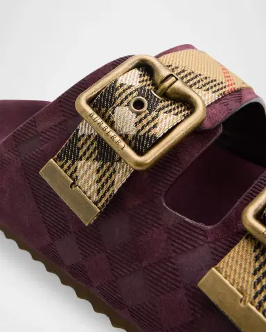 Burberry Urchin Suede Dual-Buckle Slide Sandals | Thumbnail 4 Burberry Urchin Suede Dual-Buckle Slide Sandals | Thumbnail 4