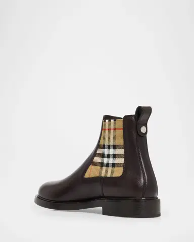 Burberry Men's Pembroke Check Leather Boots | Thumbnail 3 Burberry Men's Pembroke Check Leather Boots | Thumbnail 3