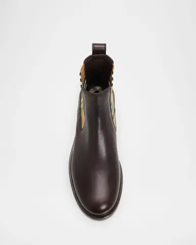 Burberry Men's Pembroke Check Leather Boots | Thumbnail 5 Burberry Men's Pembroke Check Leather Boots | Thumbnail 5