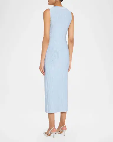 Adam Lippes Eliza Sleeveless Button-Front Rib Midi Dress | Thumbnail 3 Adam Lippes Eliza Sleeveless Button-Front Rib Midi Dress | Thumbnail 3