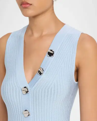 Adam Lippes Eliza Sleeveless Button-Front Rib Midi Dress | Thumbnail 5 Adam Lippes Eliza Sleeveless Button-Front Rib Midi Dress | Thumbnail 5