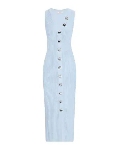Adam Lippes Eliza Sleeveless Button-Front Rib Midi Dress | Thumbnail 1 Adam Lippes Eliza Sleeveless Button-Front Rib Midi Dress | Thumbnail 1