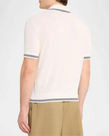 Jacquemus Men's Silk and Cotton Mesh Polo Shirt | Thumbnail 2 Jacquemus Men's Silk and Cotton Mesh Polo Shirt | Thumbnail 2