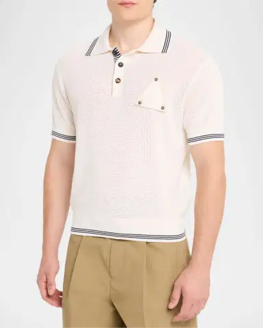 Jacquemus Men's Silk and Cotton Mesh Polo Shirt | Thumbnail 3 Jacquemus Men's Silk and Cotton Mesh Polo Shirt | Thumbnail 3