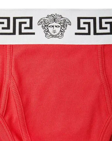 Versace Men 's Medusa La Greca Cotton-Rib Briefs | Thumbnail 2 Versace Men 's Medusa La Greca Cotton-Rib Briefs | Thumbnail 2