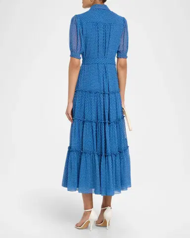Cinq a Sept Halbini Pindot Short-Sleeve Midi Shirtdress | Thumbnail 3 Cinq a Sept Halbini Pindot Short-Sleeve Midi Shirtdress | Thumbnail 3