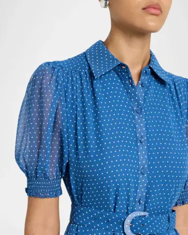 Cinq a Sept Halbini Pindot Short-Sleeve Midi Shirtdress | Thumbnail 5 Cinq a Sept Halbini Pindot Short-Sleeve Midi Shirtdress | Thumbnail 5