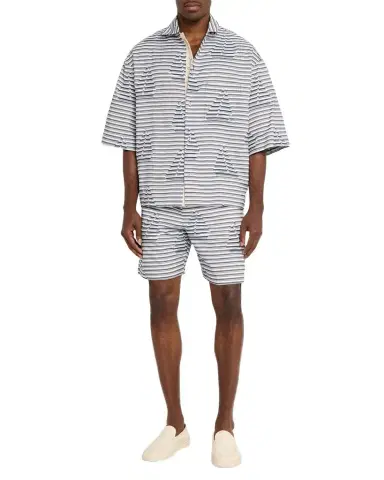 Jacquemus Men's La Chemise Plage Stripe Sailboat Short-Sleeve Shirt | Thumbnail 1 Jacquemus Men's La Chemise Plage Stripe Sailboat Short-Sleeve Shirt | Thumbnail 1