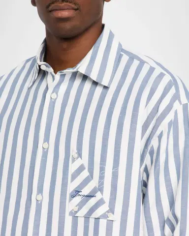 Jacquemus Men's La Chemise Stripe Button-Down Shirt | Thumbnail 4 Jacquemus Men's La Chemise Stripe Button-Down Shirt | Thumbnail 4