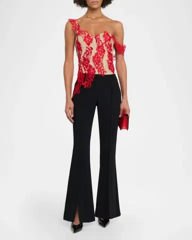 GIUSEPPE DI MORABITO One-Shoulder Lace Bustier Top | Thumbnail 2 GIUSEPPE DI MORABITO One-Shoulder Lace Bustier Top | Thumbnail 2