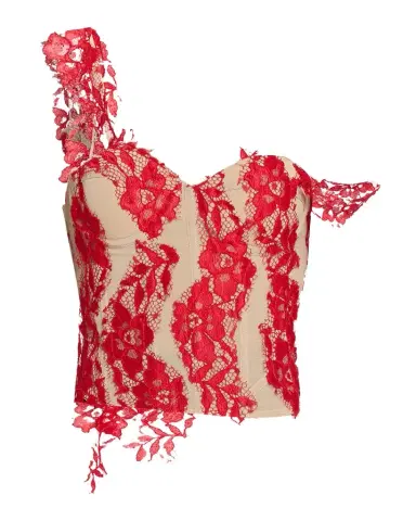 GIUSEPPE DI MORABITO One-Shoulder Lace Bustier Top | Thumbnail 1 GIUSEPPE DI MORABITO One-Shoulder Lace Bustier Top | Thumbnail 1