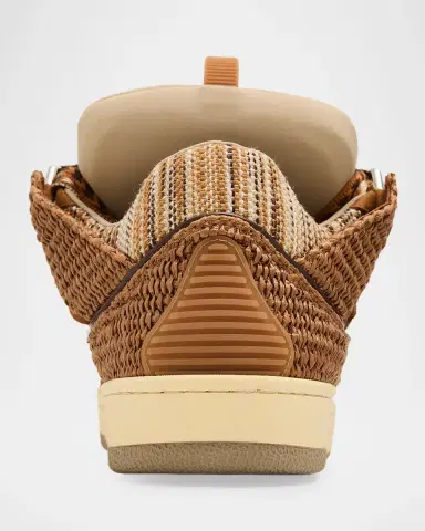 Lanvin Men's Faux-Raffia Curb Sneakers | Thumbnail 4 Lanvin Men's Faux-Raffia Curb Sneakers | Thumbnail 4
