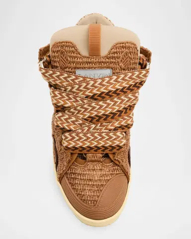 Lanvin Men's Faux-Raffia Curb Sneakers | Thumbnail 5 Lanvin Men's Faux-Raffia Curb Sneakers | Thumbnail 5