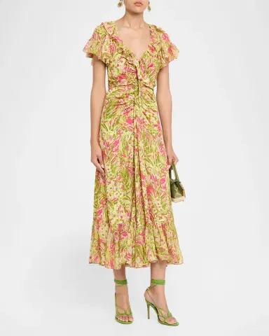 Cinq à Sept Ivey Daisy Swirl Midi Dress | Thumbnail 4 Cinq à Sept Ivey Daisy Swirl Midi Dress | Thumbnail 4