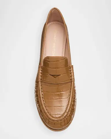 Stuart Weitzman Spencer Croc-Embossed Leather Penny Loafers | Thumbnail 5 Stuart Weitzman Spencer Croc-Embossed Leather Penny Loafers | Thumbnail 5