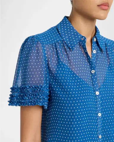Cinq a Sept Galea Pindot Short-Sleeve Blouse | Thumbnail 5 Cinq a Sept Galea Pindot Short-Sleeve Blouse | Thumbnail 5