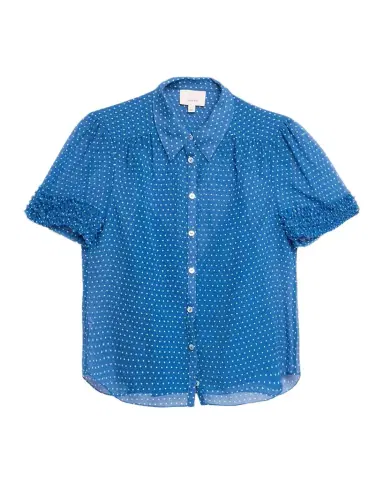 Cinq a Sept Galea Pindot Short-Sleeve Blouse | Thumbnail 1 Cinq a Sept Galea Pindot Short-Sleeve Blouse | Thumbnail 1