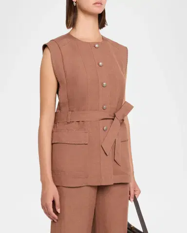 Kobi Halperin Beckett Belted Linen Vest | Thumbnail 4 Kobi Halperin Beckett Belted Linen Vest | Thumbnail 4