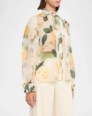 Ungaro Odessa Tie-Neck Floral Blouse | Thumbnail 4 Ungaro Odessa Tie-Neck Floral Blouse | Thumbnail 4